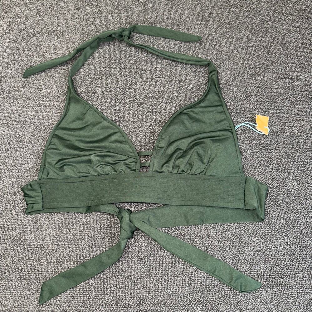 Kona‎ Sol Swimwear Bikini Top Olive Green Boho Women's Size Medium NWT